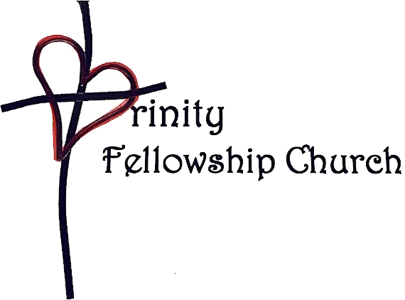 Cross with a heart and text to the side that reads Trinity Fellowship Church